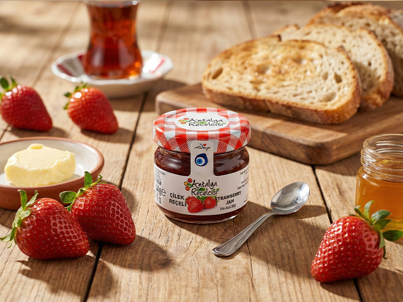 Glas Erdbeermarmelade